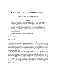 Conductors of Wildly Ramified Covers, III Rachel J. Pries: Columbia University