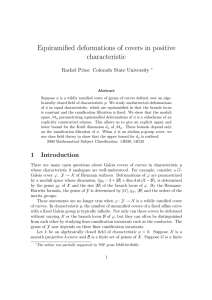 Equiramified deformations of covers in positive characteristic Rachel Pries: Colorado State University