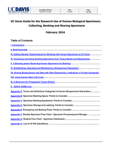 UC Davis Guide for the Research Use of Human Biological... Collecting, Banking and Sharing Specimens