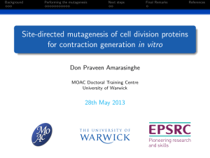 Site-directed mutagenesis of cell division proteins for contraction generation in vitro