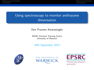 Using spectroscopy to monitor anthracene dimerisation Don Praveen Amarasinghe 24th September 2013