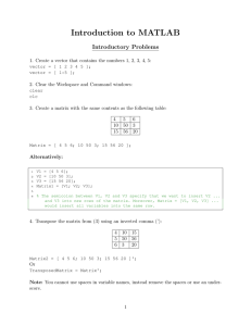 Introduction to MATLAB Introductory Problems