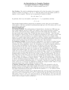 An Introduction to Complex Numbers