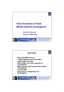 Voice Evolution &amp; Fixed- Mobile-Internet Convergence Jean-Pierre Bienaimé Chairman, UMTS Forum