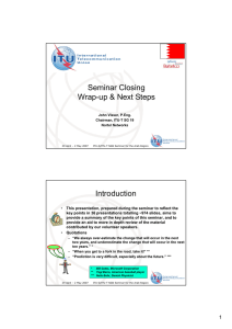 Seminar Closing Wrap-up &amp; Next Steps Introduction