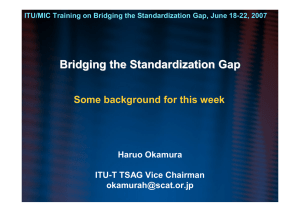Bridging the Standardization Gap Some background for this week Haruo Okamura
