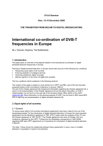 International co-ordination of DVB-T frequencies in Europe ITU-D Seminar Kiev, 13-15 November 2000