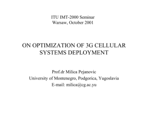 ON OPTIMIZATION OF 3G CELLULAR SYSTEMS DEPLOYMENT