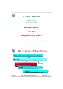ITU / BDT workshop Network Planning BDT  workshop on Network Planning