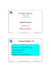 Content Chapter  3.5 ITU / BDT workshop Network Planning