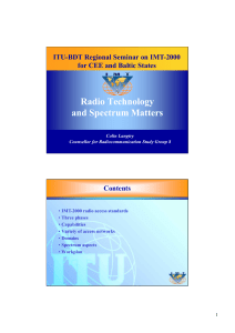 Radio Technology and Spectrum Matters ITU-BDT Regional Seminar on IMT-2000