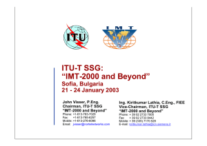 ITU-T SSG: “IMT-2000 and Beyond” Sofia, Bulgaria 21 - 24 January 2003