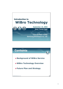 WiBro Technology Contents Introduction to Background of WiBro Service