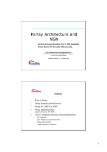 Parlay Architecture and NGN Manfred Schneps-Schneppe Prof Dr CEO AbavaNet