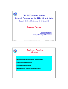 ITU / BDT regional seminar Business  Planning