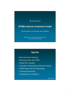 STEM network investment model Agenda
