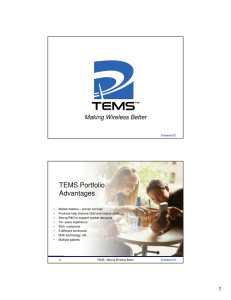 TEMS TEMS Portfolio Advantages Making Wireless Better