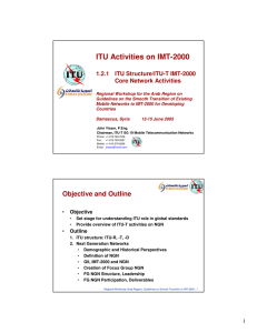 ITU Activities on IMT-2000 1.2.1  ITU Structure/ITU-T IMT-2000 Core Network Activities