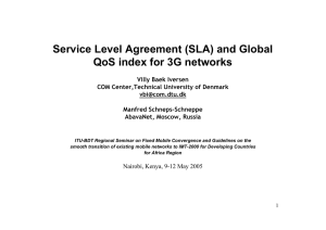 Service Level Agreement (SLA) and Global QoS index for 3G networks