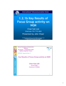 Key Results of Focus Group activity on NGN Chae Sub LEE GSC