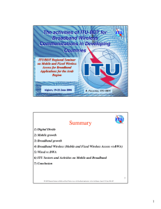 The activities of ITU-BDT for Broadband Wireless Communications in Developing Countries