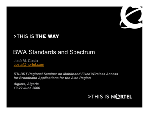BWA Standards and Spectrum José M. Costa