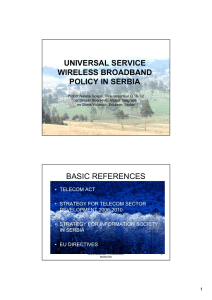 UNIVERSAL SERVICE WIRELESS BROADBAND POLICY IN SERBIA