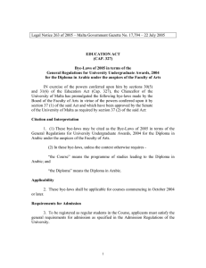 Legal Notice 263 of 2005 – Malta Government Gazette No....  EDUCATION ACT (CAP. 327)