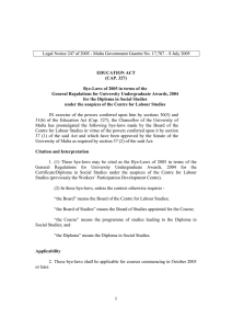 Legal Notice 247 of 2005 - Malta Government Gazette No.... EDUCATION ACT (CAP. 327)