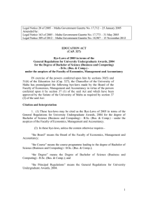 Legal Notice 20 of 2005 – Malta Government Gazette No.... Amended by: