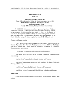 Legal Notice 544 of 2010 – Malta Government Gazette No....  EDUCATION ACT (CAP. 327)