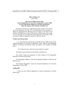 Legal Notice 315 of 2008 - Malta Government Gazette No.18,348 -...  EDUCATION ACT (CAP. 327)