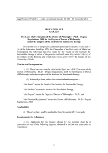 Legal Notice 399 of 2012 – Malta Government Gazette 18,...  EDUCATION ACT (CAP. 327)