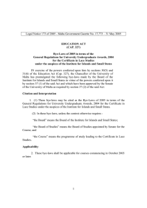 Legal Notice 173 of 2005 - Malta Government Gazette No.... EDUCATION ACT (CAP. 327)