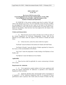 Legal Notice 43 of 2013 – Malta Government Gazette 19,023 –...  EDUCATION ACT (CAP. 327)
