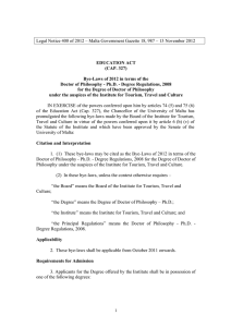 Legal Notice 400 of 2012 – Malta Government Gazette 18,...  EDUCATION ACT (CAP. 327)