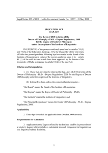 Legal Notice 299 of 2010 – Malta Government Gazette No....  EDUCATION ACT (CAP. 327)