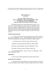 Legal Notice 302 of 2010 – Malta Government Gazette No....  EDUCATION ACT (CAP. 327)