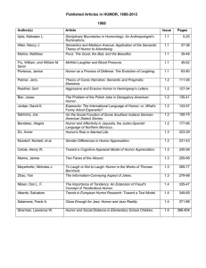 Published Articles in HUMOR, 1988-2012 1988