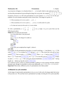 Mathematics 366 Permutations A. Hulpke permutation