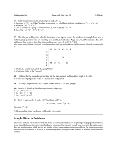 Mathematics 366 Homework (due Nov. 11) 56) A. Hulpke