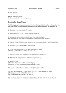 Exercises for Group Theory