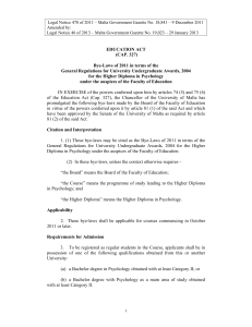 Legal Notice 470 of 2011 – Malta Government Gazette No.... Amended by: