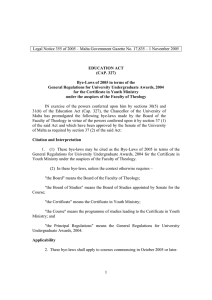 Legal Notice 355 of 2005 – Malta Government Gazette No....  EDUCATION ACT (CAP. 327)