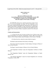 Legal Notice 203 of 2010 - Malta Government Gazette No.18,577 –...  EDUCATION ACT (CAP. 327)