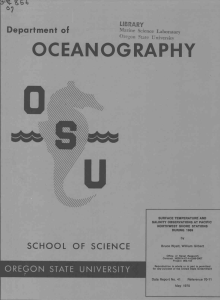 OCEANOGRAPHY SCHOOL OF SCIENCE Department of