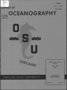 OCEANOGRAPHY bcnool of OREGON STATE UNIVERSITY Or378rl