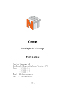 Certus User manual Scanning Probe Microscope