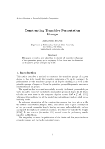 Constructing Transitive Permutation Groups Alexander Hulpke