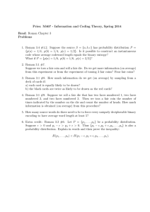 Pries: M467 - Information and Coding Theory, Spring 2014 Problems